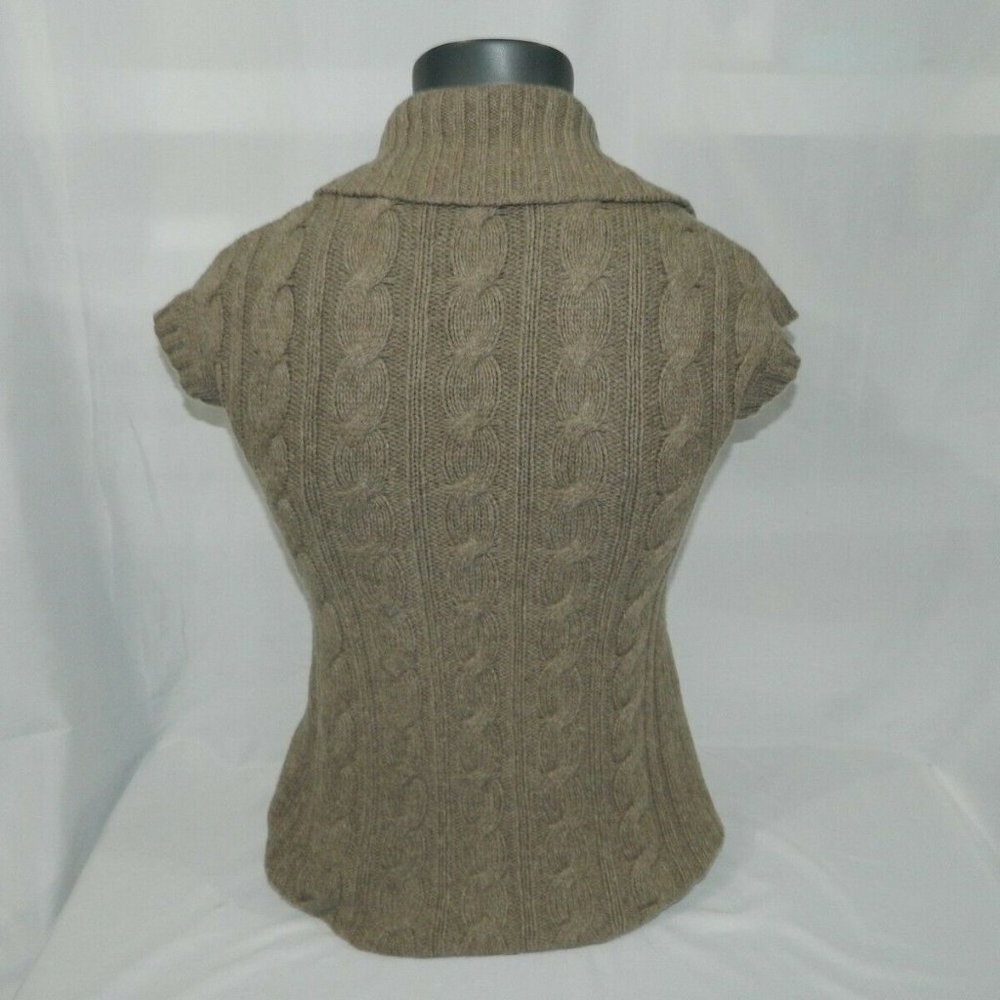 Eddie Bauer Knit Turtle neck Cardigan Sweater Short Sleeve Brown Womens XS - Picture 9 of 10